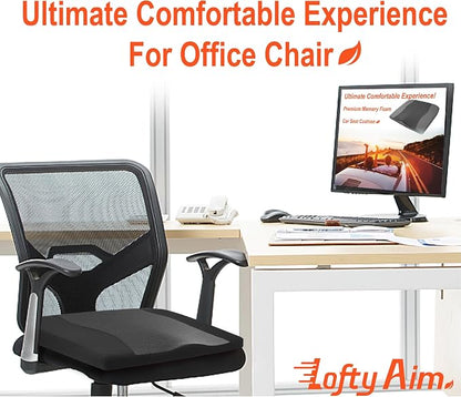 Lofty Aim Car Seat Cushion, Comfort Memory Foam Car Cushions for Driving - Sciatica & Lower Back Pain Relief, Driver Seat Pillow for Auto, Office Chair, Wheelchair - Obsidian Speck Black