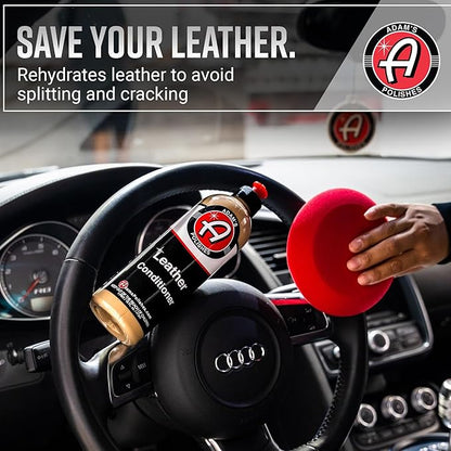 Adam's Polishes Leather Care Kit - Leather Cleaner & Conditioner Car Cleaning Supplies | UV Protection for Interior Accessories Steering Wheel Seat Dash Vinyl Shoe Polish Jacket