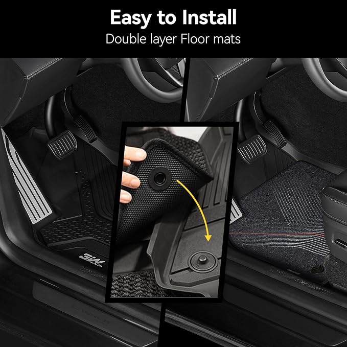 3W Star Trails Carpets for Tesla Model Y Juniper 2025 2026 Metal Pedal Floor Mats & Cargo Liner Backrest Mats Full Set Double Layer TPE All Weather Custom Fit Model Y Accessories Premium/Performance