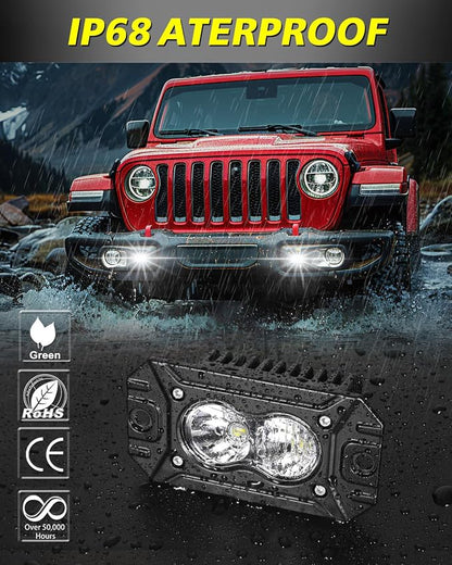 Flush Mount LED Pods, AKD Part CREE LED Flush Bumper Lights 40W Spot Flood Combo Offroad Driving Light Backup Reverse Lights Flush Mount LED Fog Light Pods for Trucks Pickup SUV UTV ATV