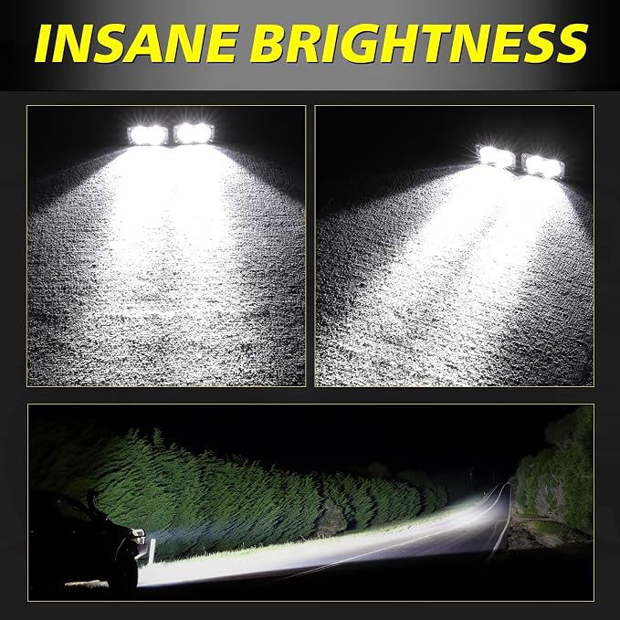 LED Pods, AKD Part 3 Inch CREE LED Off Road Driving Lights 40W Spot Small LED Pods Lights Ditch Lights Head Light 2 Packs for Truck Motorcycle UTV ATV SUV Surron