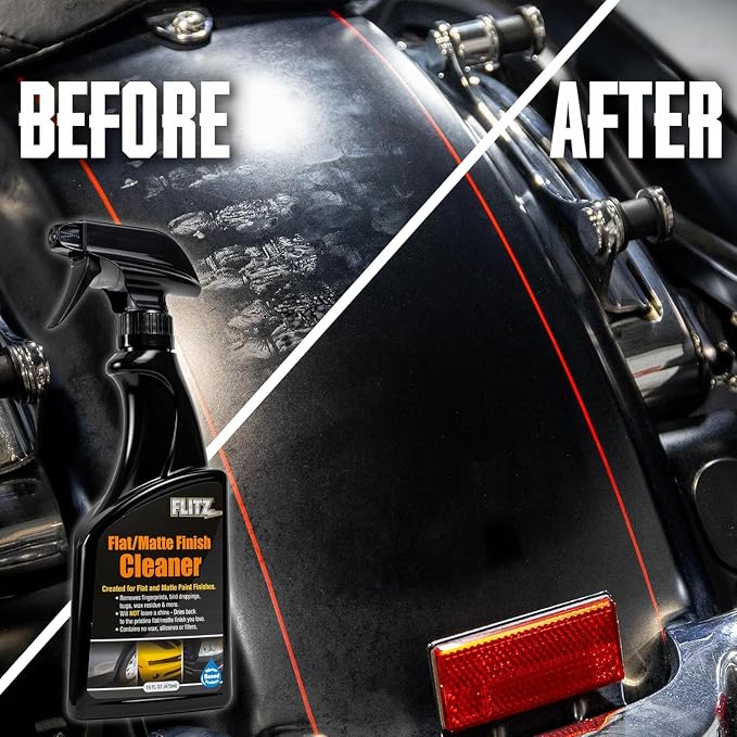 FLITZ Flat Matte Finish Cleaner - 8oz Bottle of USA-Made Vinyl Wrap Spray to Easily Remove Grease, Wax, Dust, & More - Quick Drying Matte Paint Cleaner - Ideal for Cars, Motorcycles