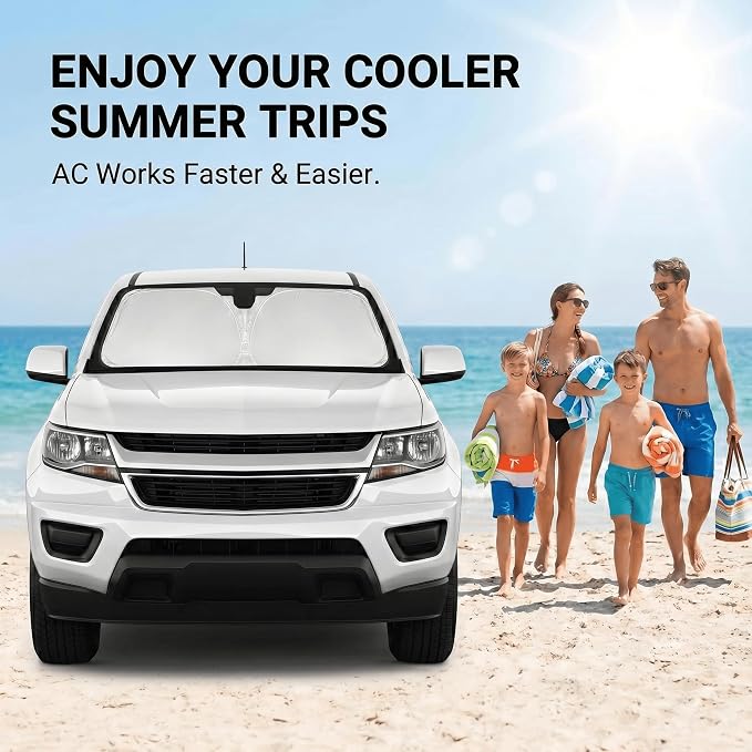 Windshield Sun Shade for Chevy Colorado 2015-2024 2025 2026 Sunshade Front Window Shade Custom Fit Colorado Accessories Sun Visor Foldable Shade Blocks UV Rays Accessories