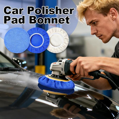 15 PCS Car Polisher Pad Bonnet 7 to 8 Inch, Car Polishing Bonnet Buffing Pads, Lamb Fleece Buffing Pad Cover, 10*Microfiber 5*Woollen