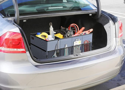 EPAuto Foldable Car Trunk Organizer for SUV, 3-Compartment with Removable Divider, Blue