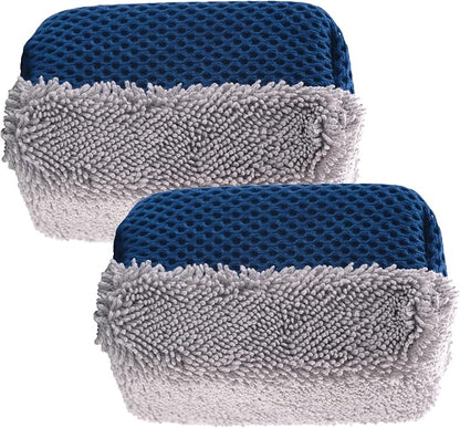 VIKING Tire Shine Applicator Sponges, Multi-Purpose Mesh and Microfiber Applicator Pad for Car Detailing, Blue and Grey, 2 Pack