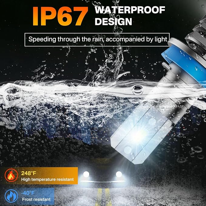 RCJ H11/H8/H9 Fog Light Bulbs, 6000K Cool White, Plug-N-Play, Pack of 2 | 16000LM, 12000RPM Cooling Fan, 1:1 Mini Size, 16 LED Chips, Aircraft-Grade Aluminum, 50,000 HRS Lifespan