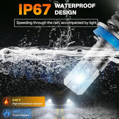 RCJ H11/H8/H9 Fog Light Bulbs, 6000K Cool White, Plug-N-Play, Pack of 2 | 16000LM, 12000RPM Cooling Fan, 1:1 Mini Size, 16 LED Chips, Aircraft-Grade Aluminum, 50,000 HRS Lifespan
