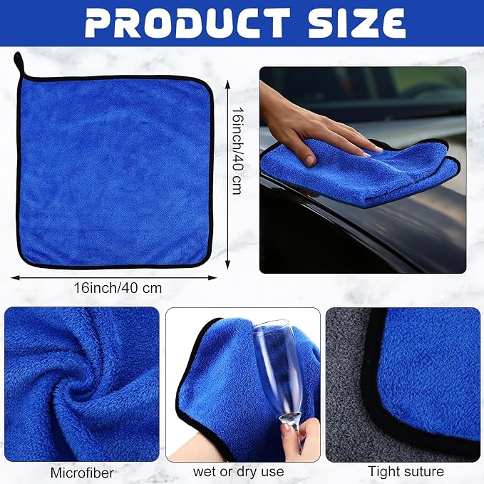 Tallew 50 Pcs Microfiber Towels:16"x16" Microfiber Drying Towels Bulk Micro Fiber Car Cleaning Cloth for Cars Drying Washing Polishing Office Windows Cleaning Household Supplies (Blue,Gray)