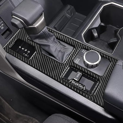 NVCNX Real Premium Carbon Fiber for Toyota Tundra 2022-2026 / Sequoia 2023-2026 2024 2025 Car Center Console Gear Shift Panel Cover Interior Trim Accessories Overlay Sticker 2PCs for Four Wheel Drive