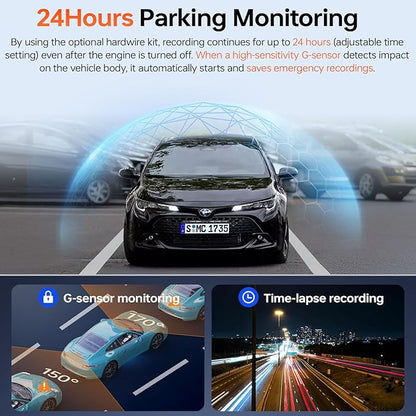 4K+2K Dash Cam Front and Rear, 5G WiFi GPS, 32GB Card Included, 3.39" Screen Dual Dashcam, G-Sensor, 24H Parking Mode, WDR, Dash Camera for Cars
