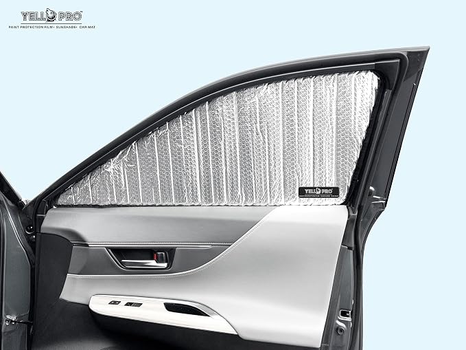 YelloPro Side Window Front Seat Sunshade (Set of 2) Custom Fit for 2021 2022 2023 2024 Toyota Venza SUV, LE, XLE, Limited, UV Reflector Sun Protection Accessories (Made in USA)