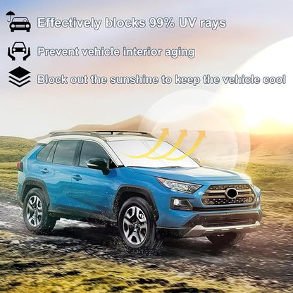 Windshield Sun Shade for Toyota RAV4 2019-2025 & RAV4 Prime 2021-2025, Foldable 310T Polyester UV Protection Window Shield Cover, Keep Car Interior Cool