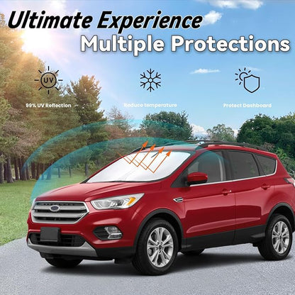 Windshield Sun Shade for Ford Escape 2020-2026, Car Front Window Sunshade with 240T Sun Visor Protector Blocks UV Rays Heat Sun Shield Accessories