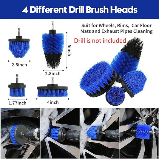Qydipclin 24Pcs Car Detailing Kit, Car Detailing Brush Set, Car Wash Cleaning Kit, Car Detailing Brushes, Professional Car Care Kit for Interior Exterior Wheels, Blue