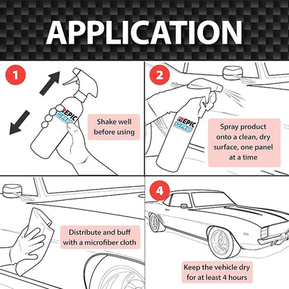 Malco EPIC CR2 Hydro Protect Ceramic Spray – Rejuvenates and Protects Vehicle Exterior Finishes/Shine, Protect, and Beautify Your Vehicle/Deep Hydrophobic Shine on All Types of Surfaces/16oz (109416)