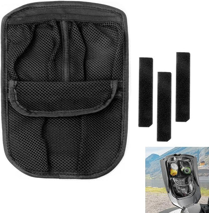 3 Mesh Pockets Front Trunk Lid Organizer Frunk Tool Storage Bag For Can Am Ryker 600 900 Sport Rally Edition 2019-2025 Accessories (Black Style)