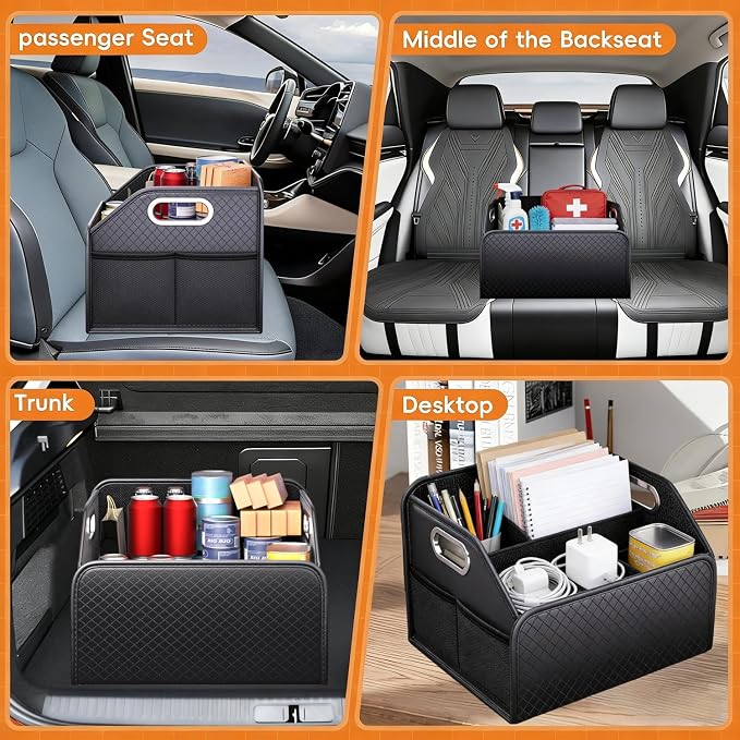 Car Trunk Organizer and Car Storage,Collapsible Multi-Compartment Car Organizers, Waterproof Foldable Luggage Bag with 4 Pockets，Suitable for Any Car
