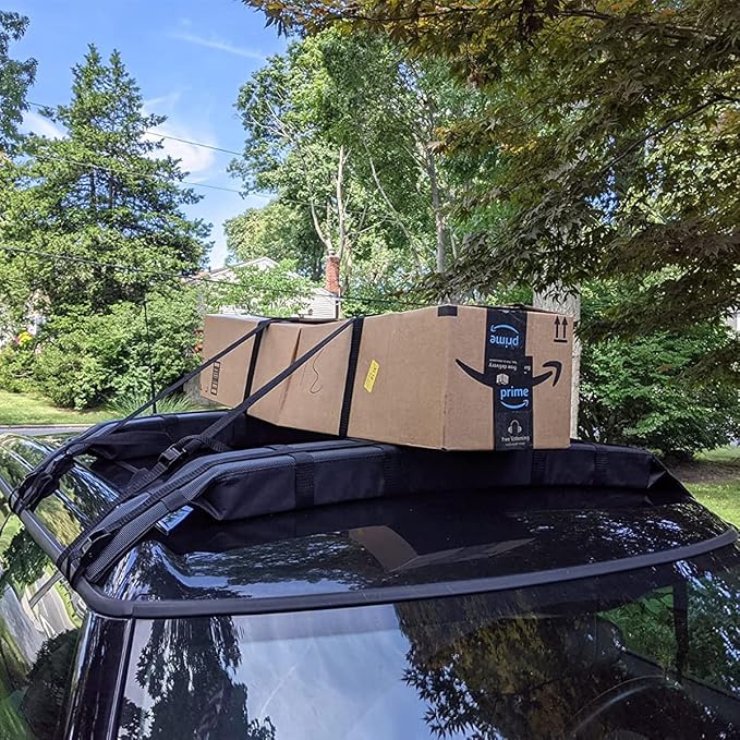 Kayak Roof Rack Pads Universal Car Soft Roof Rack for Canoe/Surfboard/Paddle Board/SUP/Snow Board with Adjustable & Steady Tie-Down Straps and Storage Bag (Dark Black)