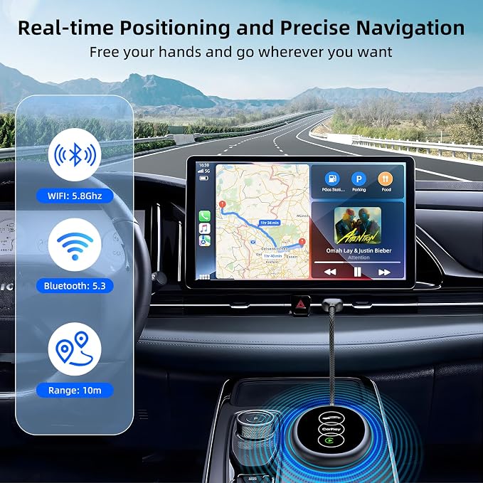 Wireless Carplay Adapter for iPhone Apple, 2026 Mini CarPlay Dongle, Plug & Play, No Delay, Convert Wired to Wireless Bluetooth Apple Carplay, with USB&USB-C, for iOS 10+ and 2016+ Cars,Silver