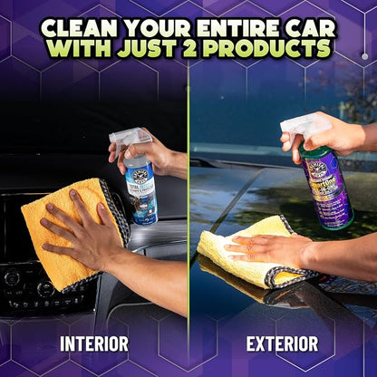 Chemical Guys Raging Rhino Waterless Car Wash And Quick Detailer Spray (20 Fl Oz) With Total Interior Cleaner (16 Fl Oz) & 3 Premium Microfiber Towels - 5 Items