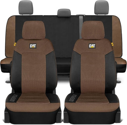 CAT MeshFlex Seat Covers Full Set for Full-Size Pickup Trucks Only - Brown | Front Bucket Seat Covers & 60/40 Split Rear Bench Protector – Interior Accessories For F-150, Silverado, Ram, Sierra & Tundra