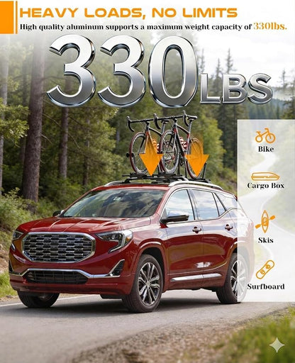 330 lbs Lockable Roof Rack Cross Bars Fit for 2018-2024 Chevy Equinox & GMC Terrain, Aluminum Crossbars Luggage Cargo Carrier, Rooftop Accessories for Bike Kayak Skis Canoe