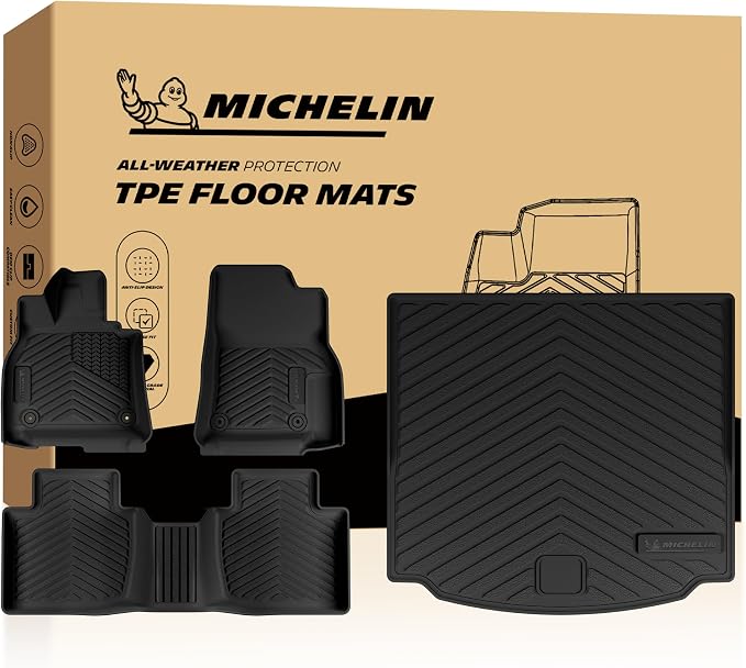 Michelin Premier Series Floor Mats & Trunk Liner for 2026 Mazda CX-5 (Not Fit 2017-2025 Model), All-Weather Floor Liner & Trunk Mat, Custom Fit, Durable TPE