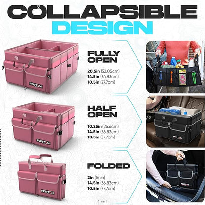 FORTEM Trunk Organizer For SUV Car Trunk Organizer, Foldable Storage, Car Accessories for Women Men, Collapsible Bag, 600D Oxford, Non Slip Bottom, Straps, Soft Cover (50L)
