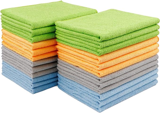 AIDEA Microfiber Cleaning Cloth 24 Pack, Microfiber Towels for Cars, Soft & Absorbent Cleaning Rags, Premium Lint Free Shop Towels for House, Kitchen, Car, 12inx16in