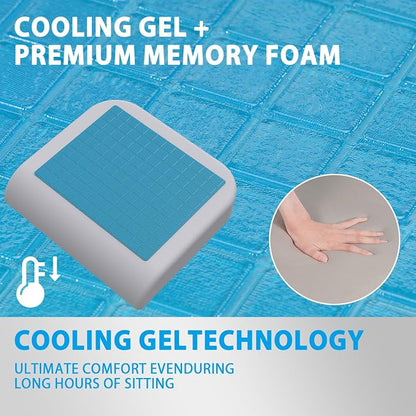 Gilbins Gel Seat Cushion - Memory Foam Cushion for Office Chair, Car Seat, and Wheelchair - Ergonomic Gel-Infused Cushion for Tailbone Support,and Lower Back Comfort - Portable & Washable
