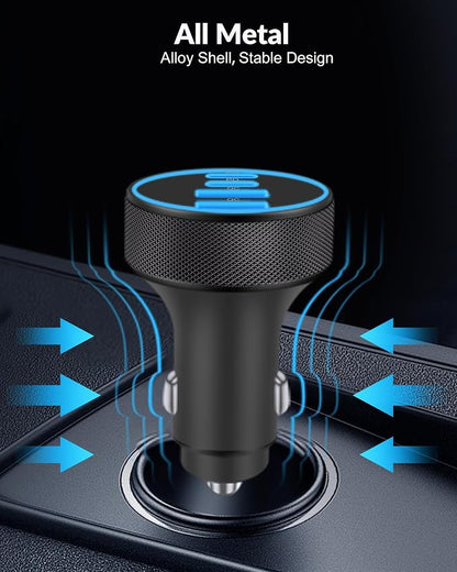 [2-Pack] Car Charger USB C, 4 in 1 90W Fast Charging 4-Port Dual 45W USBC & USB A Phone Car Charger Cargador Carro Lighter Adapter for iPhone 17 16 15 14 13 12 Pro Max, iPad, Galaxy, Tablet, Android