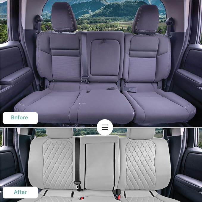 FH Group Custom Fit Car Seat Covers Specifically Made for 2022-2026 Nissan Frontier, Full Set Gray Ultraflex Neoprene Waterproof Automotive Seat Covers for Pickup Truck, Nissan Accessories