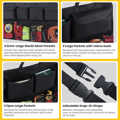 Snuopfy Car Trunk Organizer, Backseat Hanging Organizer with 8 Large Storage Bag Super Capacity -Trunk Organizer for SUV,Truck,Van -Your Space Saving Expert - Black