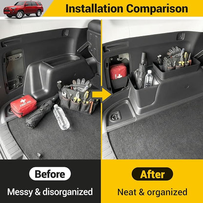 Rear Trunk Organizer for 2010-2024 Toyota 4Runner 5-Seat 2nd Row Accessories, Storage Bin Trunk Side Storage Box Cargo Tray for 10-24 4 Runner(4Pcs Trunk Organizer,Not for 7-Seat)