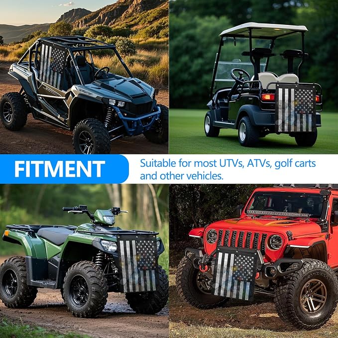 Universal Trash Sack ATV UTV Mesh Trash Bag Large Storage Bag Teslin Compatible with Polaris RZR, CFMOTO, Can-Am, Teryx, Arctic Cat, Golf Cart, Pioneer, Boat(American Flag Print)