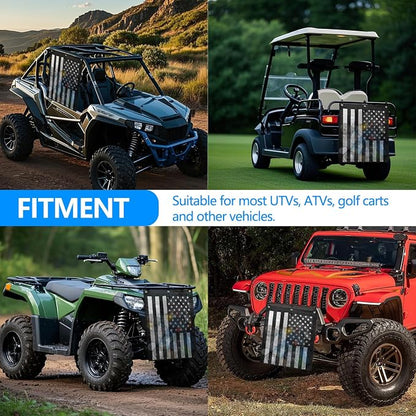 Universal Trash Sack ATV UTV Mesh Trash Bag Large Storage Bag Teslin Compatible with Polaris RZR, CFMOTO, Can-Am, Teryx, Arctic Cat, Golf Cart, Pioneer, Boat(American Flag Print)