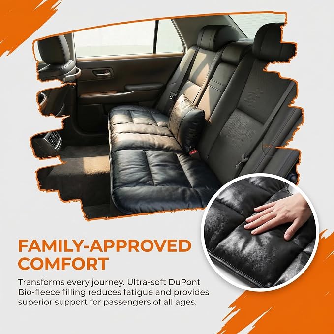 A leather rear seat cushion specially designed for cars - made by hand - can relieve pain in the buttocks, pressure points, and sciatic nerve. | Rear seat cover (Premium Black, Rear Seat Cushion)