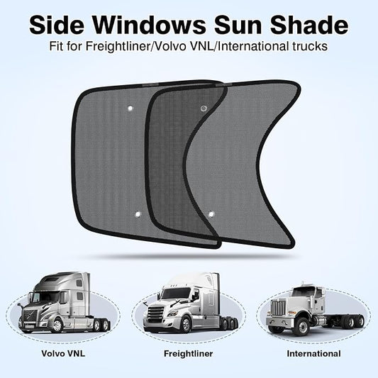 KUST 2PCS 23''*21.6'' Side Window Shades for Semi Truck/Heavy Duty Truck - Freightliner Cascadia, Volvo, Mack, Kenworth, Peterbilt, International LT, Western Star - Mesh Shade - Truck Accessories