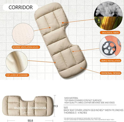 A leather rear seat cushion specially designed for cars - made by hand - can relieve pain in the buttocks, pressure points, and sciatic nerve. | Rear seat cover (Off White, Rear Seat Cushion)