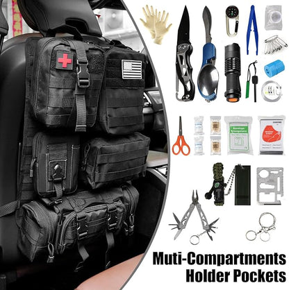 Universal Tactical Vehicle Back Seat Organizer with 5 Detachable Pouches Tactical Gear
