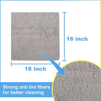 Car Wash Drying Towels, 450gsm Ultra-Thick Absorbent Lint-Free Extra Soft Microfiber Rags for Car Detailing, Interior & Exterior Cleaning Cloths, 16in x 16in - Microfiber, Grey, 6 Packs
