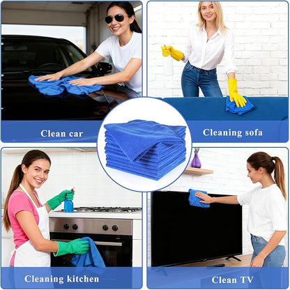 SHENLI 30Pack Edgeless Microfiber Towels for Car Detailing, 16x16 Inch Dark Blue Detailing Drying Wash Polishing Ultra-Absorbent Lint-Free Cleaning Cloths for Cars Windows Cleaning Household Supplies