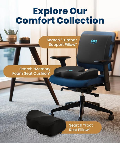 Everlasting Comfort The Original Lumbar Support Pillow for Office Chair - Improves Posture, Promotes Back Pain Relief - Superior Back Support for Gaming and Desk Chairs - Lumbar Pillow for Car, Couch