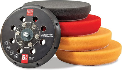 Griot's Garage 5" Orbital Conversion Kit for Car Detailing, Polishing, Waxing, Swirl and Scratch Removal, Includes 5" Backing Plate, Correcting, Finishing and Wax Pads, 10515