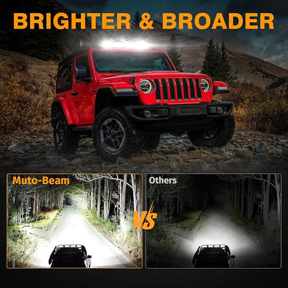 30 Inch Side Shooter LED Light Bar, Muto-Beam 450W Quad Row Light Bar LED Fog Lamp Off Road Driving Spot Flood Combo Work Lamp for Truck UTV ATV Pickup SUV Boat