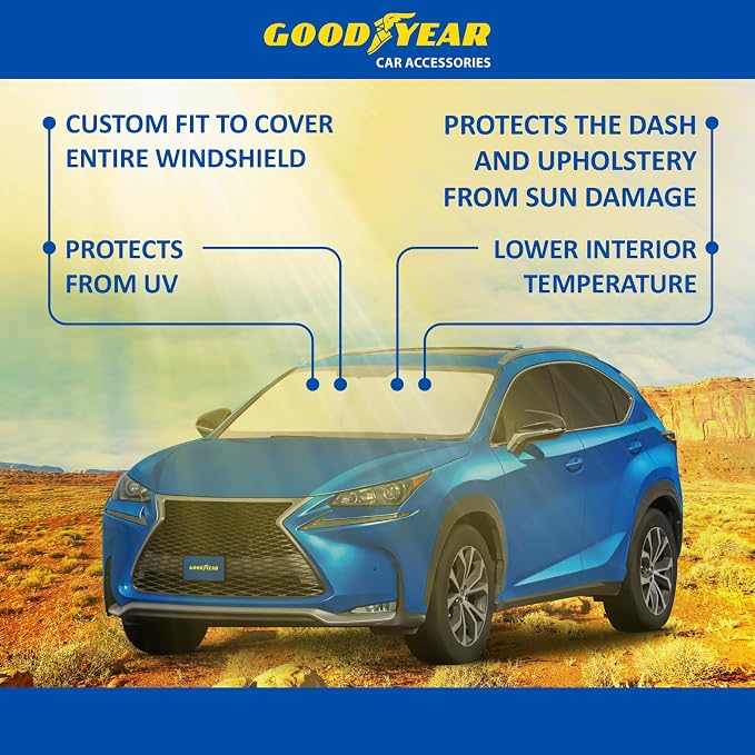 Goodyear Foldable Windshield Sunshade for Lexus NX 2015-2021, SUV car Accessories, Sunshade Cover, Sun Shade Car Windshield, Window Sun Blocker - GY008246