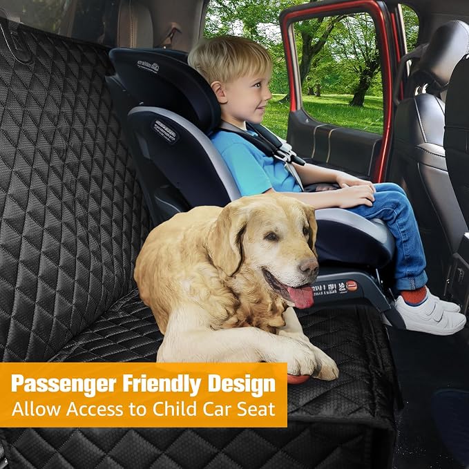 PETICON Dog Car Seat Covers for Truck Ford F150/Chevrolet Silverado 1500/Ram 1500/GMC Sierra 1500, Waterproof Pet Back Seat Cover for Trucks, Scratchproof Nonslip Durable Rear Seat Cover for Dogs