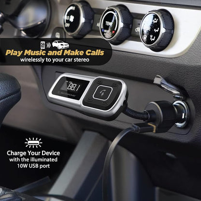 Scosche BTFMSR BTFREQ Universal Bluetooth Hands-Free Car Kit with Digital FM Transmitter and 10-Watt USB Car Charger