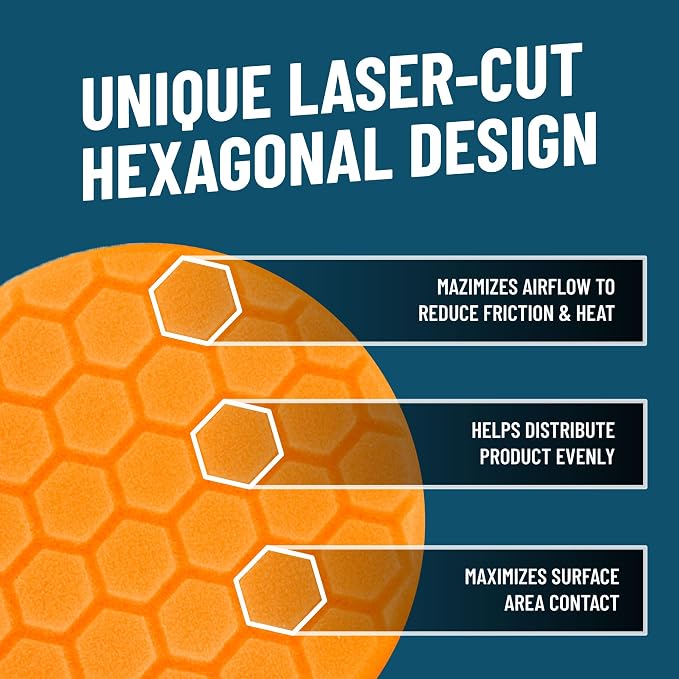 Chemical Guys Hex-Logic Medium Cut Polishing Pad Orange (5.5 Inch) (3 Pack) – Dual Action Polisher Pad for Swirl Removal & Gloss Restoration